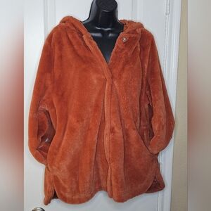 Cuddl Duds Orange Faux Fur Coat, Women's Size L